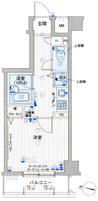 パークウェル渋谷本町(1K/6階)の間取り写真