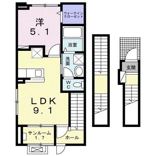 GRAN NOIR I(1LDK/3階)の間取り写真
