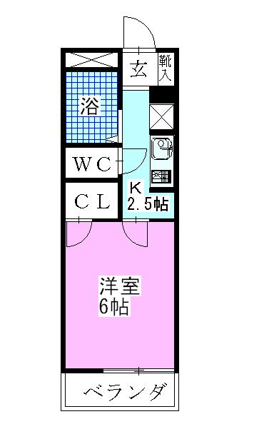 レオパレストウィンクル妙典C(1K/1階)の間取り写真