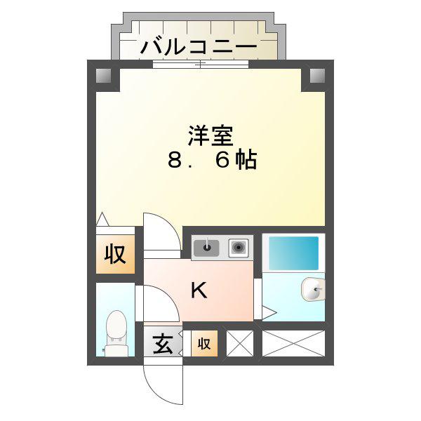 サンライズ津山(1K/4階)の間取り写真