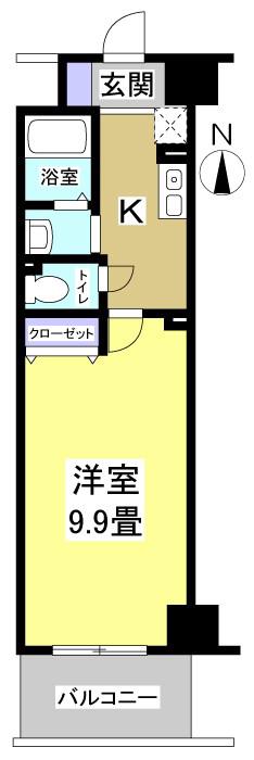 セントラルコート21(1K/4階)の間取り写真