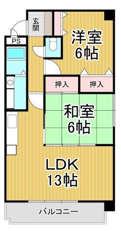 シェリール苦楽園2(2LDK/1階)の間取り写真
