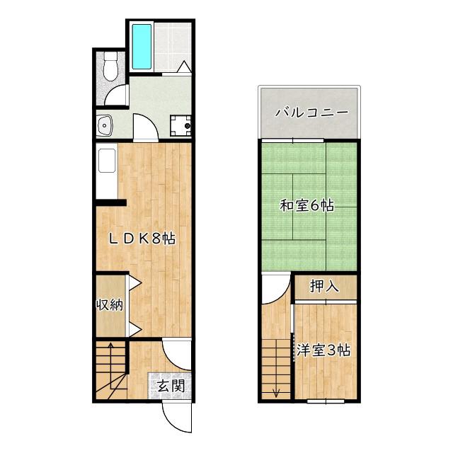 喜志新家1丁目(2LDK/1階)の間取り写真