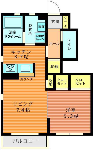 ルラ―シュ(1LDK/1階)の間取り写真