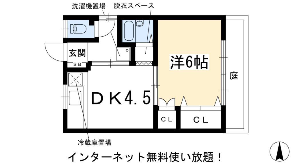 シャローム7(1DK/1階)の間取り写真