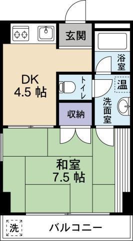 ロイヤルハイツ(1DK/2階)の間取り写真