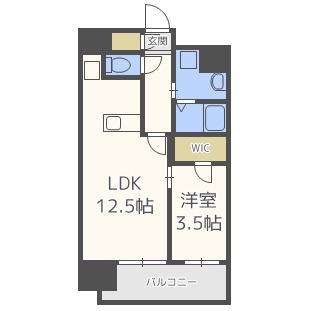 グランエターナ福岡警固(1LDK/8階)の間取り写真
