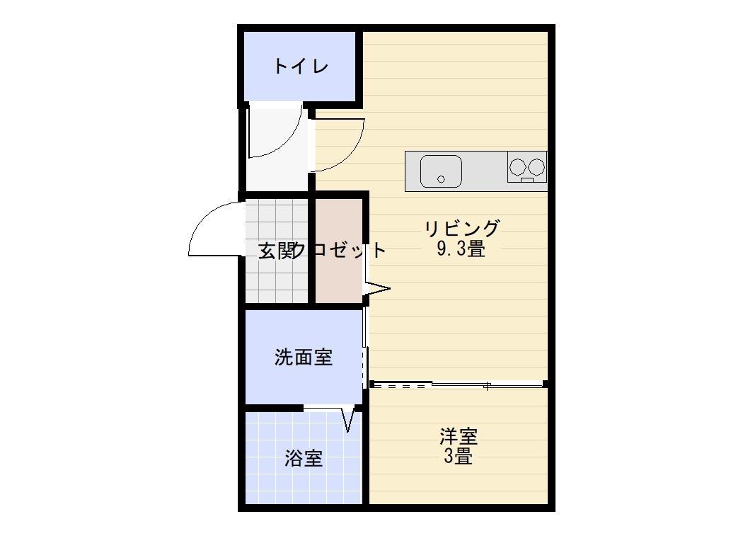 福乃宮アパート(1LDK/1階)の間取り写真