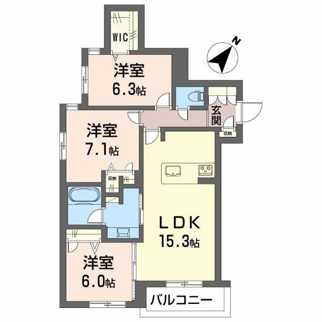 HINASA東鷹匠(3LDK/1階)の間取り写真
