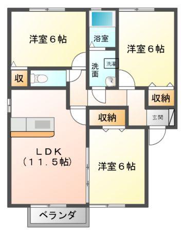 ヴィラ ラモール(3LDK/1階)の間取り写真