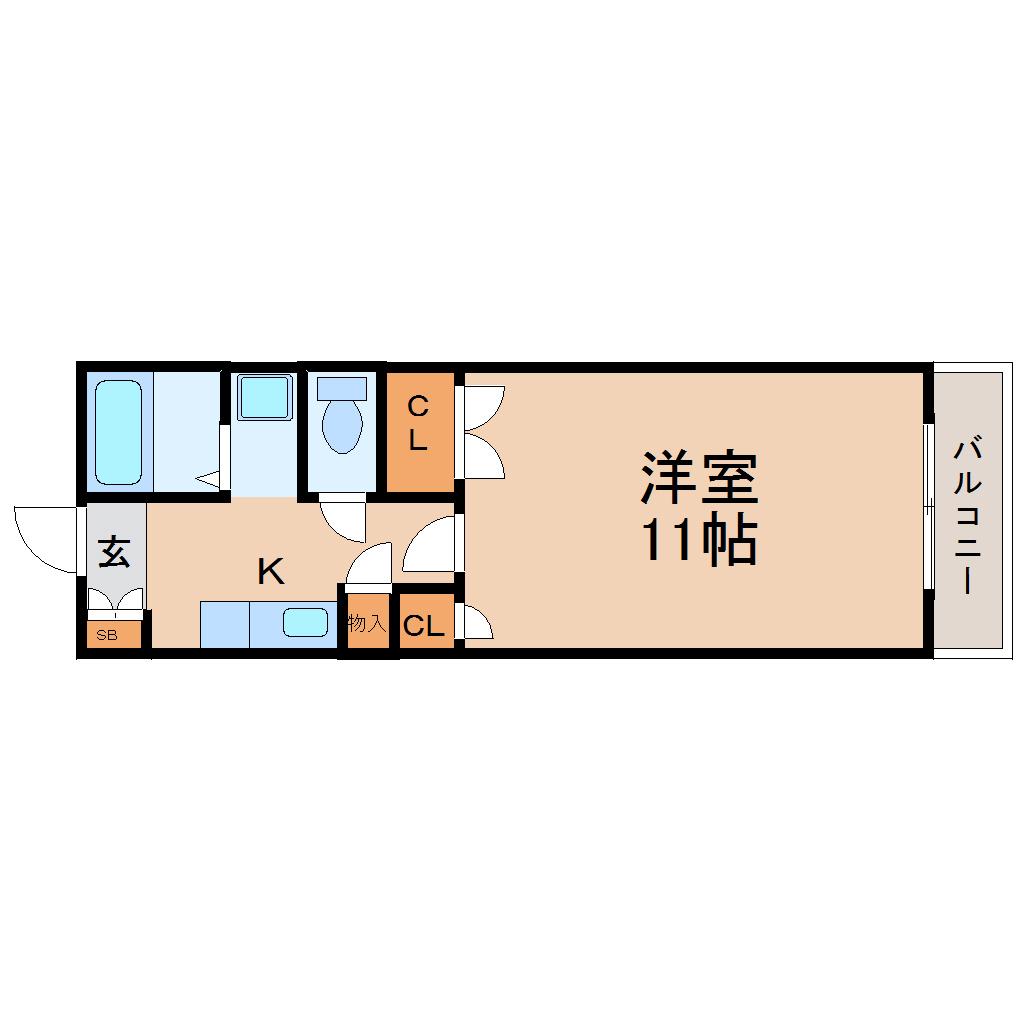 ベルメゾンMIYAZAKI(1K/2階)の間取り写真