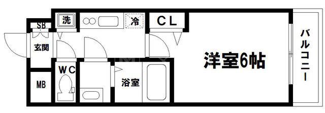 プレサンス心斎橋クオーレ(1K/6階)の間取り写真
