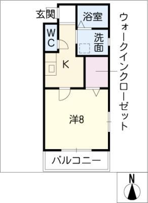 プチ・アーブル(1K/2階)の間取り写真