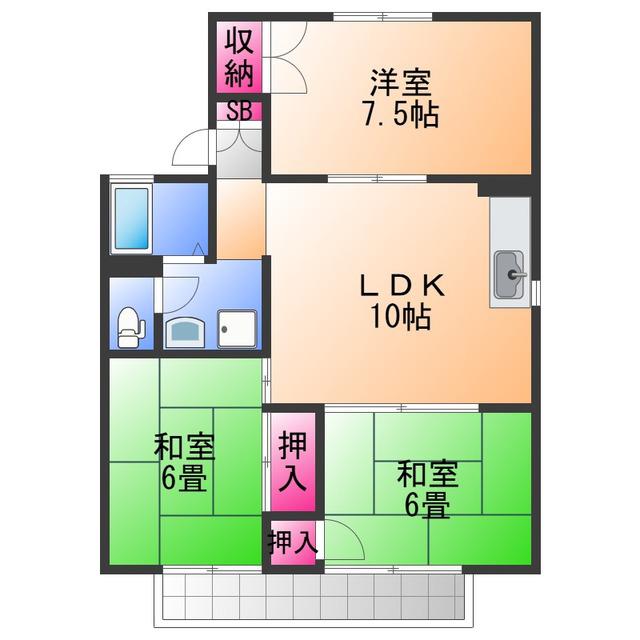 セジュール忠岡(3LDK/2階)の間取り写真