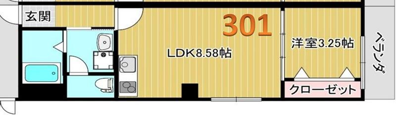 キャトルセゾン豊中本町(1LDK/3階)の間取り写真