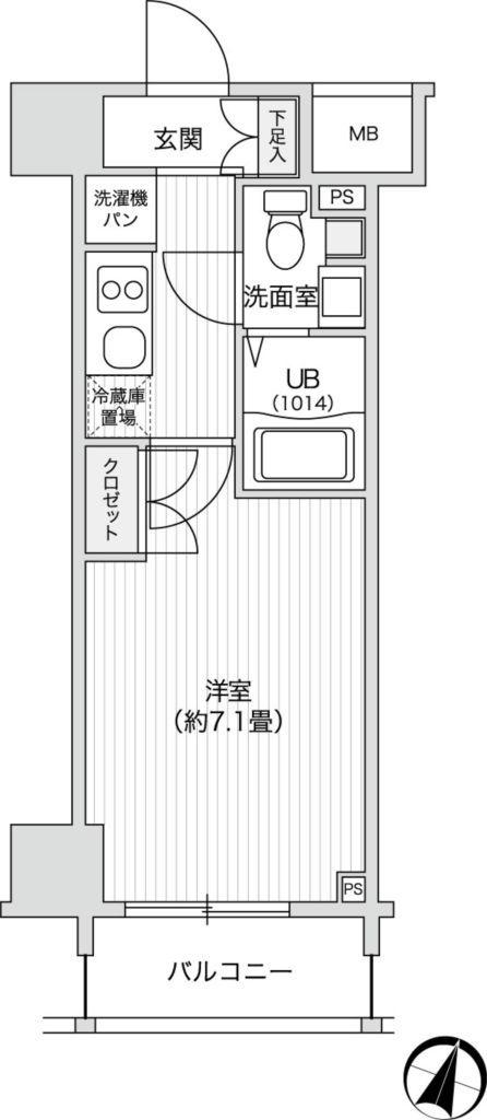 レジディア笹塚II(1K/6階)の間取り写真