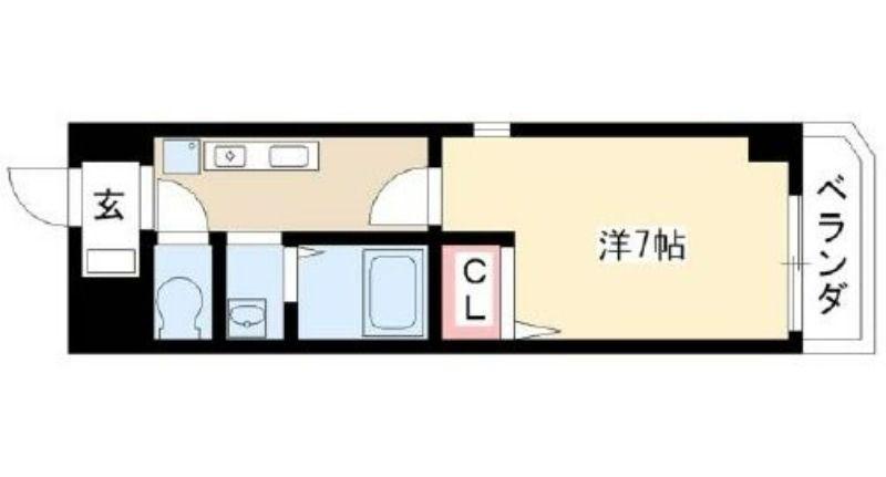 グランディア那古野(1K/4階)の間取り写真