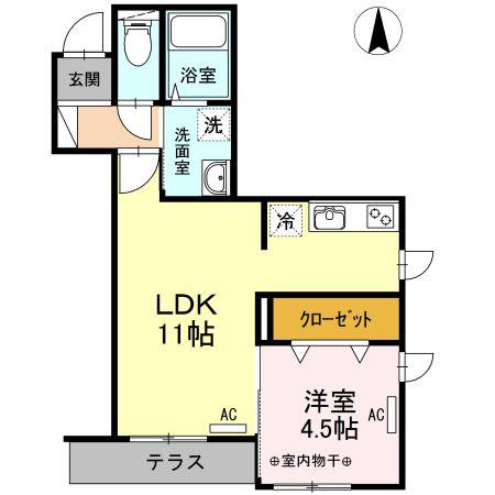 ESOLA大泉学園(1LDK/1階)の間取り写真