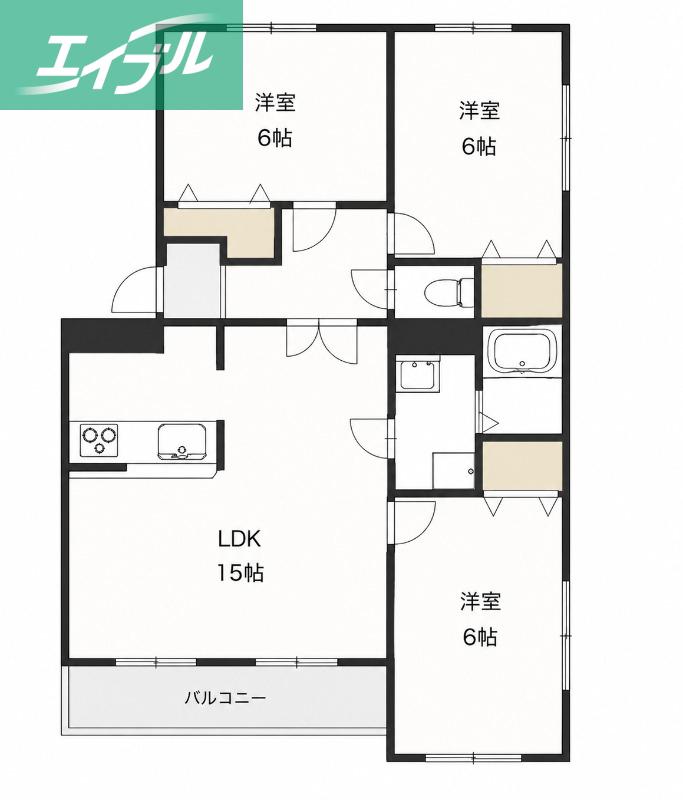 メープルリッチ今 弐番館(3LDK/3階)の間取り写真