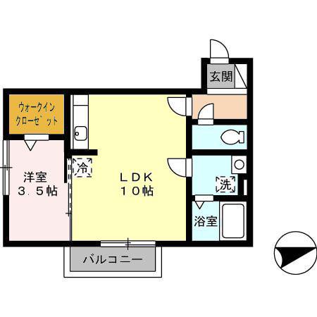サンクラーズメゾンB棟(1LDK/2階)の間取り写真