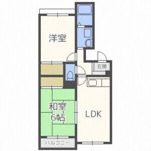 シャトー32(2LDK/4階)の間取り写真