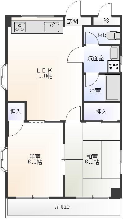 ドミールシャルマン(2LDK/1階)の間取り写真