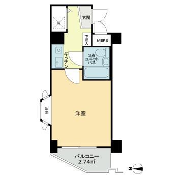 ライオンズマンション日吉第11(1K/4階)の間取り写真