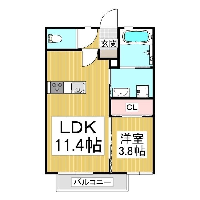 メゾンU宮ノ上(1LDK/2階)の間取り写真