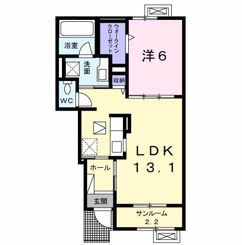 アリエッタ(1LDK/1階)の間取り写真