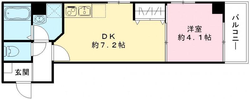 レピュア住吉レジデンス(1DK/4階)の間取り写真
