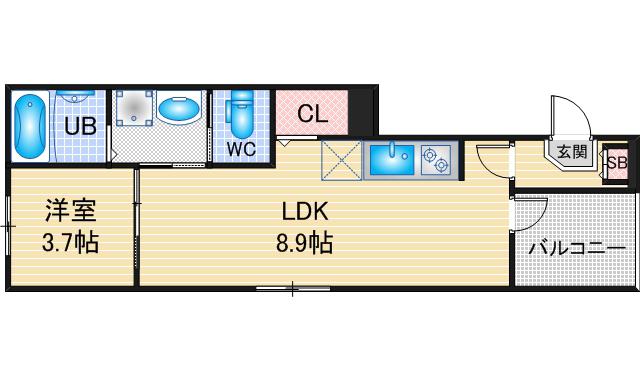 ミライズテラス東海(1LDK/2階)の間取り写真
