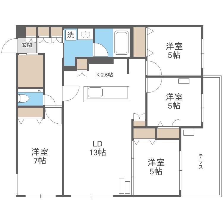 S-RESIDENCE南円山(4LDK/1階)の間取り写真