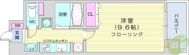 レジディア榴岡公園(1K/8階)の間取り写真