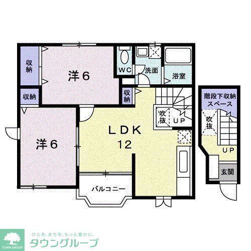 プリエール B(2LDK/2階)の間取り写真