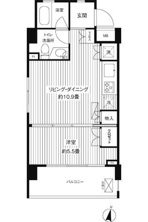 ユニテ・ド・ブラン(1LDK/3階)の間取り写真