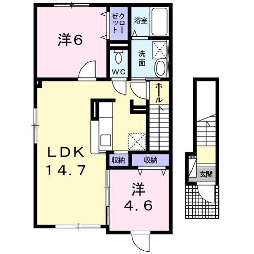 フィオーレ(2LDK/2階)の間取り写真