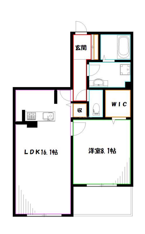 ベオーク(1LDK/3階)の間取り写真