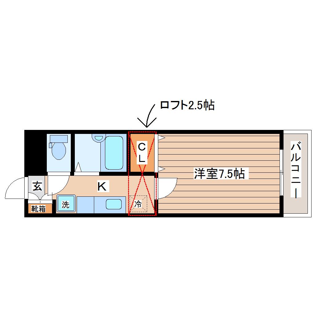 ロイヤルヒルズ富沢II(1K/3階)の間取り写真