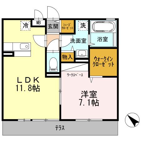 グランソーレII(1LDK/1階)の間取り写真