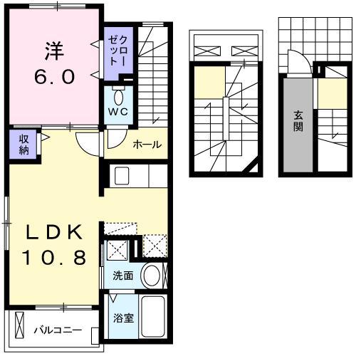 グラースベル(1LDK/3階)の間取り写真