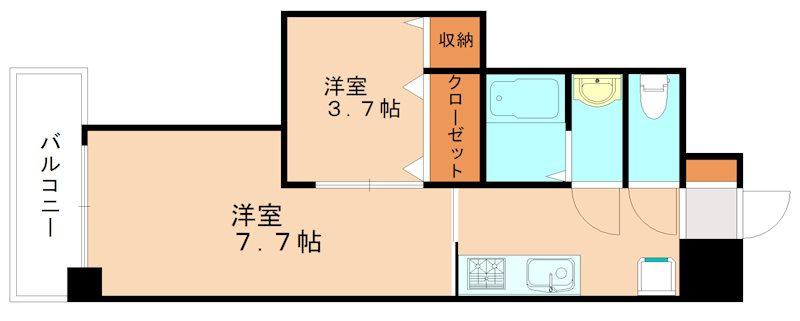 デザイナープリンセス77(2K/3階)の間取り写真