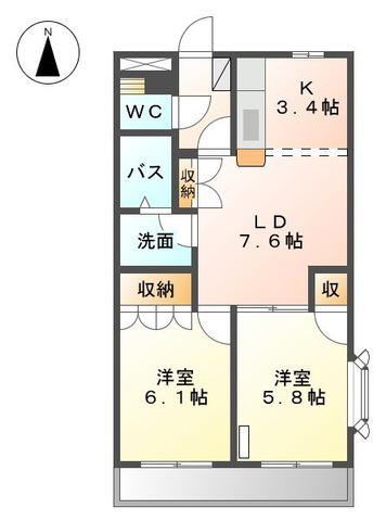 Α-GRANDE(2LDK/1階)の間取り写真