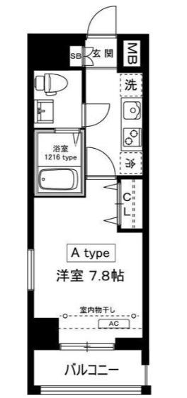 ミレベル千歳台(1K/3階)の間取り写真