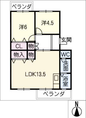 パストラル板倉A(2LDK/1階)の間取り写真
