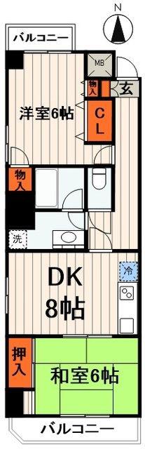 ルシエール根岸(2LDK/7階)の間取り写真