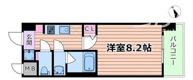 スプランディット十三本町(1K/3階)の間取り写真