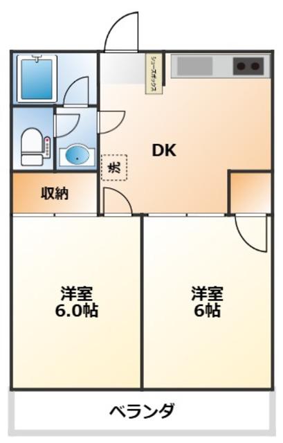 第一藤野マンション(2DK/2階)の間取り写真