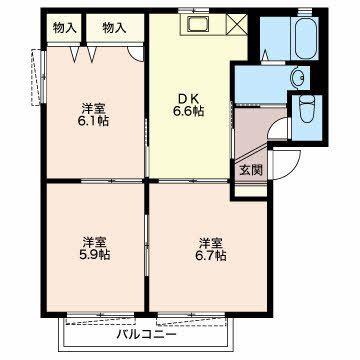 プリマヴェーラ A(3DK/2階)の間取り写真