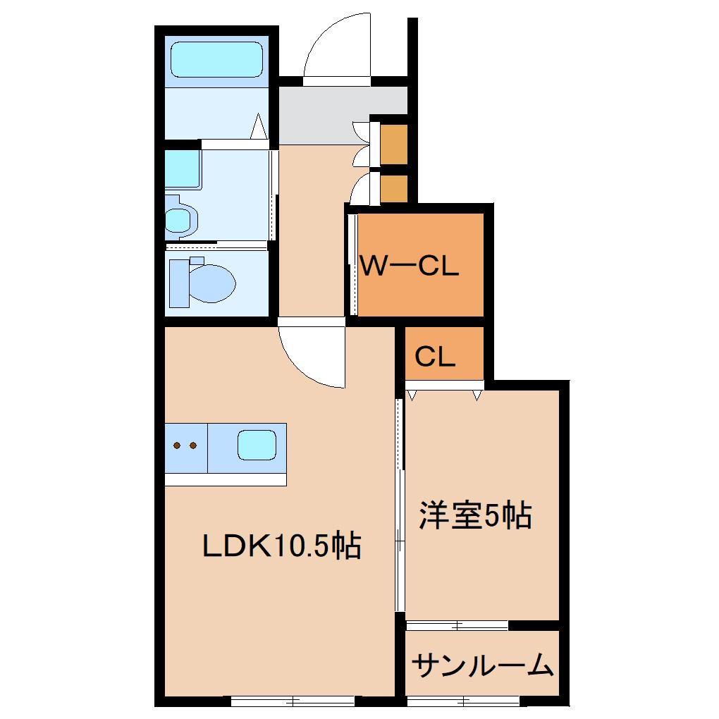 エステート四日市IIA(1LDK/1階)の間取り写真