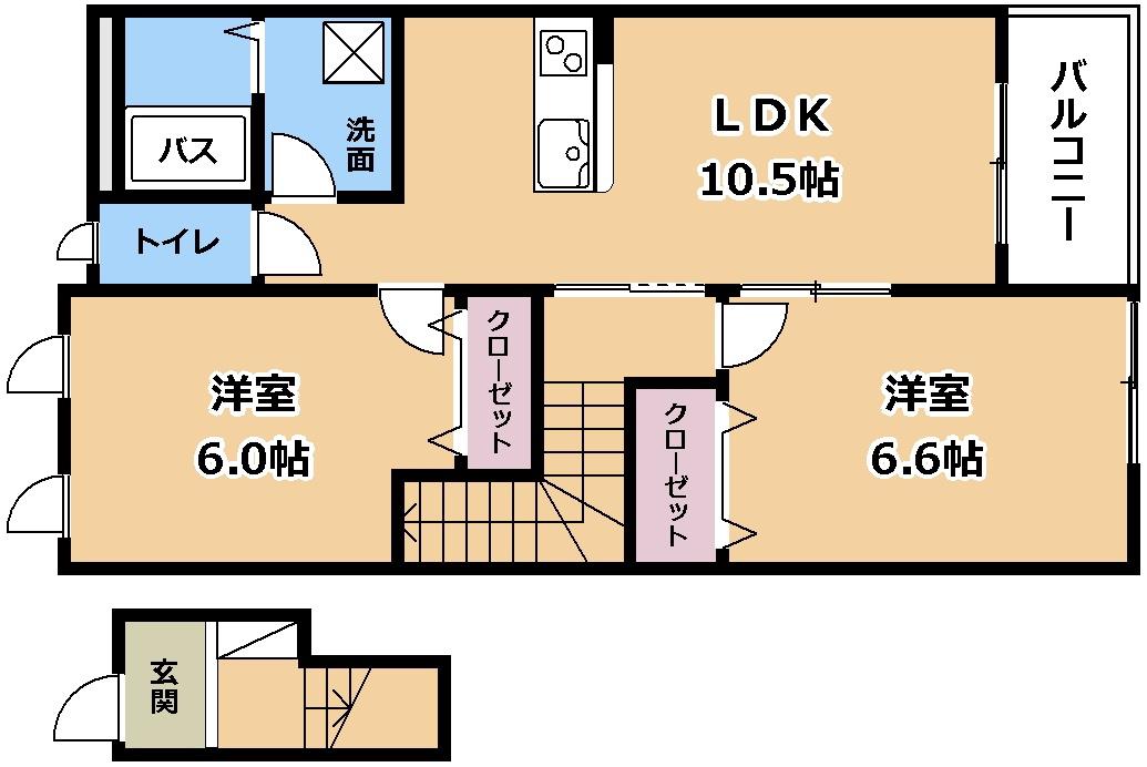 BON BRISE(2LDK/2階)の間取り写真